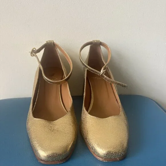 Gold Bobbie’s Of Paris Leather Mary Jane’s Made In Portugal - Picture 2 of 5